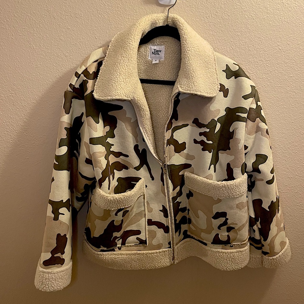 Tiger Mist Sherpa Lined Oversized Camo Jacket